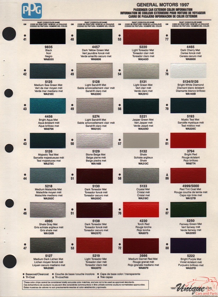 1997 General Motors Paint Charts PPG 2